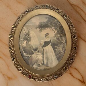 Vintage French Fashion Print in Ornate Gold Frame